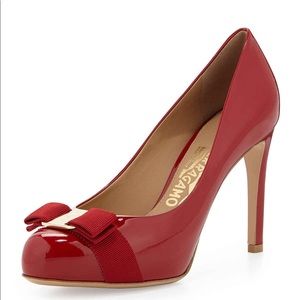 Salvatore Ferragamo Pimpa Heels - Red Patent Calf